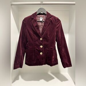 Vintage GAP Burgundy Velvet Blazer patch pockets three button closure women’s XS
